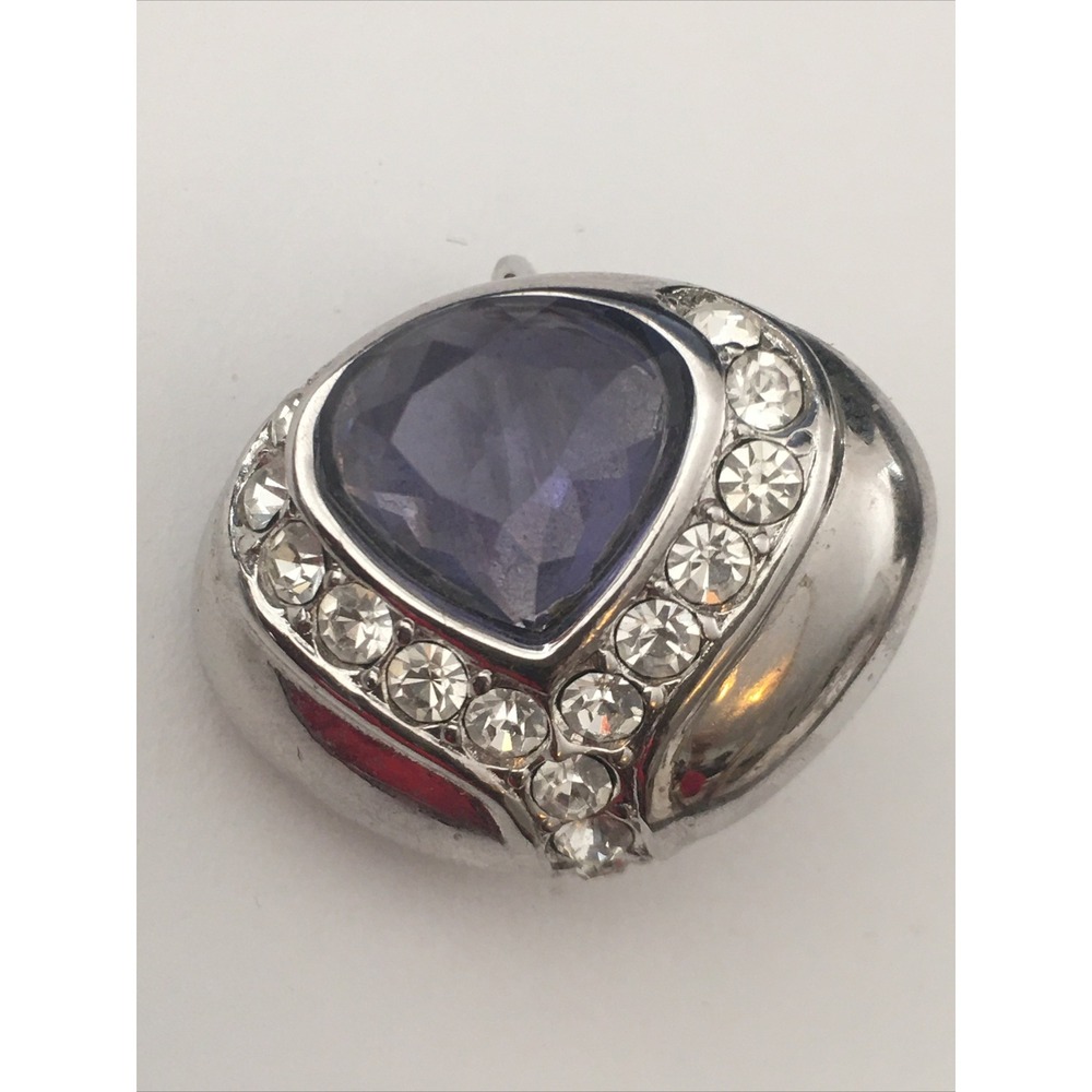 Vintage Joan Rivers royal purple Rhinestones silver tone Clip Earrings